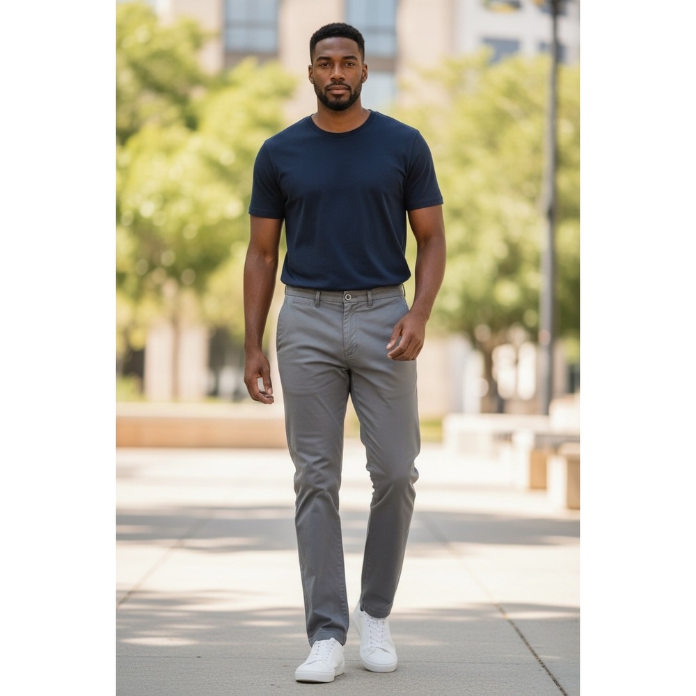 Perk Feel Good Chinos Mens 38x30 Grey Slim Fit Stretch Cotton Blend Pants